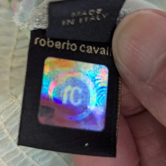 Just Cavalli Size *38 Italian (XS, 2) Printed Crepe Elasticized Hem Blouse - Picture 9 of 15